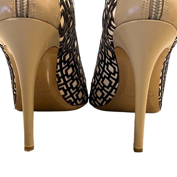 Nicholas Kirkwood Italian Leather Geometric Laser Cut Peep Toe Bootie Stiletto - Picture 8 of 13